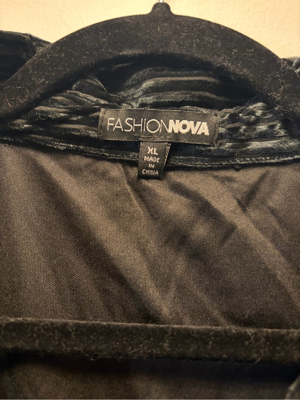 Fashion Nova Black Ribbed Velvet Shirt Dress Women's XL Long Sleeve - Picture 7 of 9
